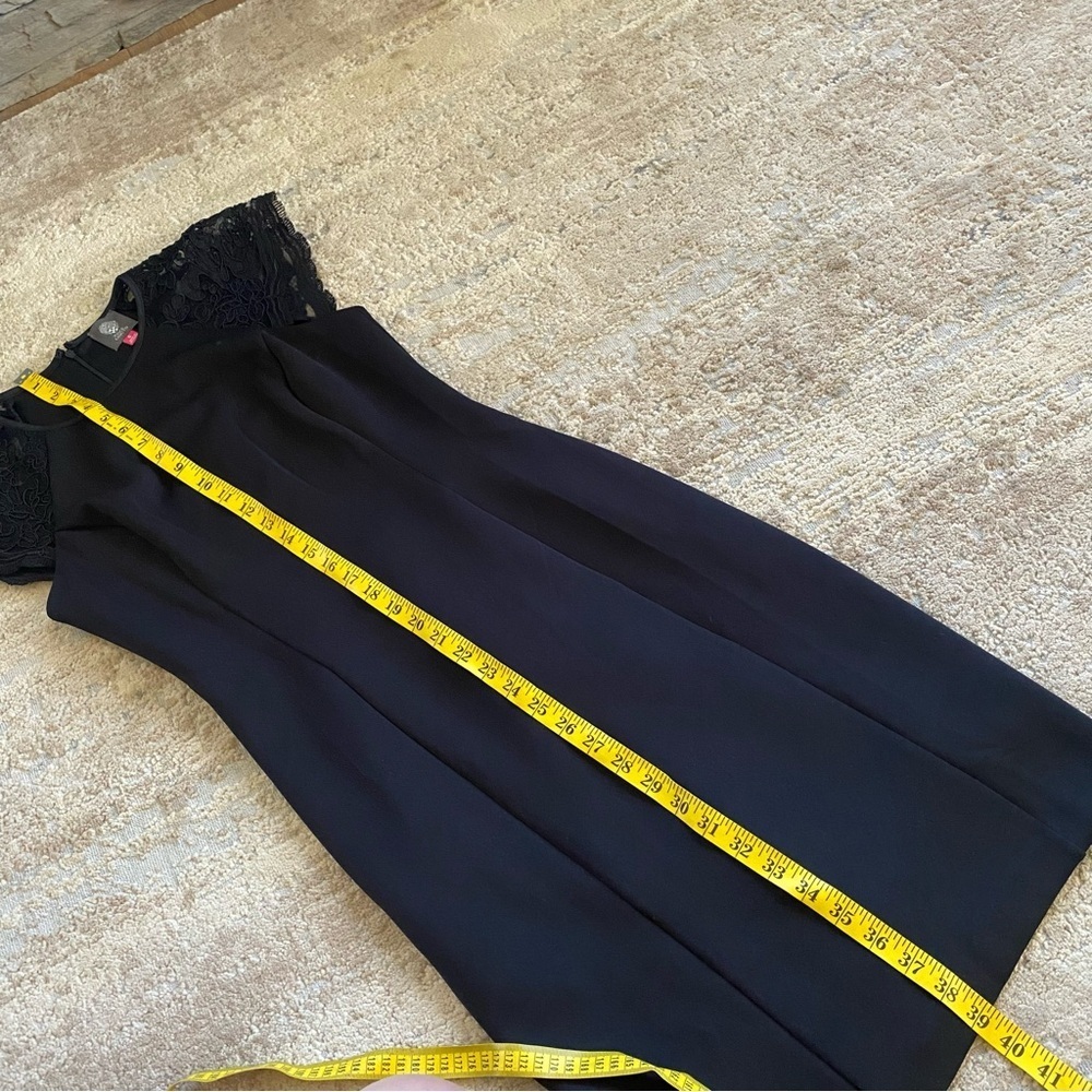 Vince Camuto Shift Little Black Dress Solid Short Length and Lace Cap Sleeves: 6 - Picture 10 of 10